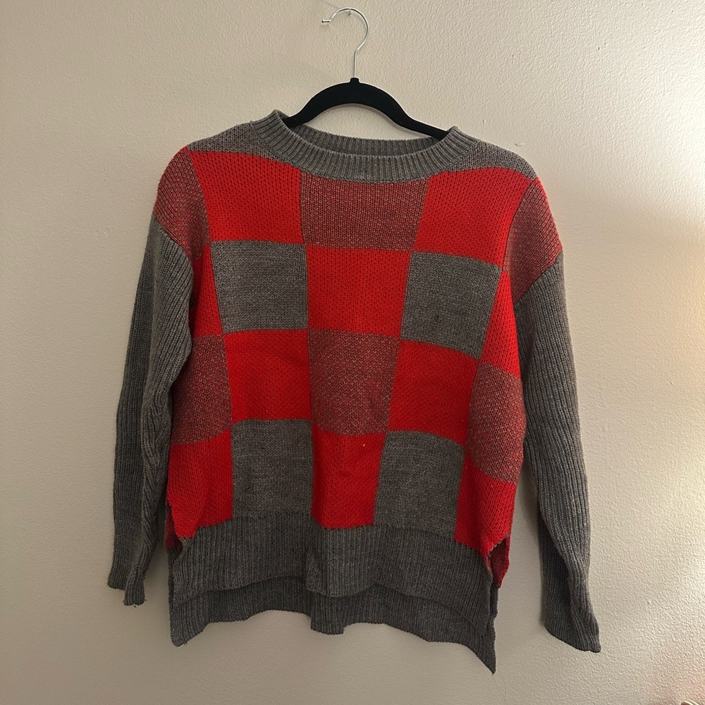 ASOS Petite Red and Gray Knit Sweater